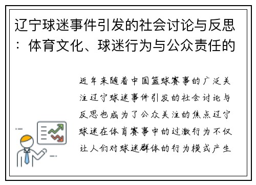 辽宁球迷事件引发的社会讨论与反思：体育文化、球迷行为与公众责任的深层次探讨